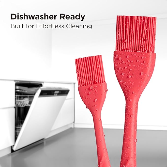 Kitchen Mama WaltzGrip Platinum Silicone Basting Pastry Brush, Red
