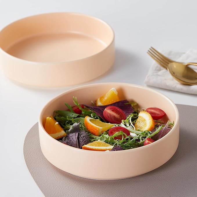 Stone Lain Stella Pasta Bowl 6-Piece Set, Round, Porcelain, Pastel Orange