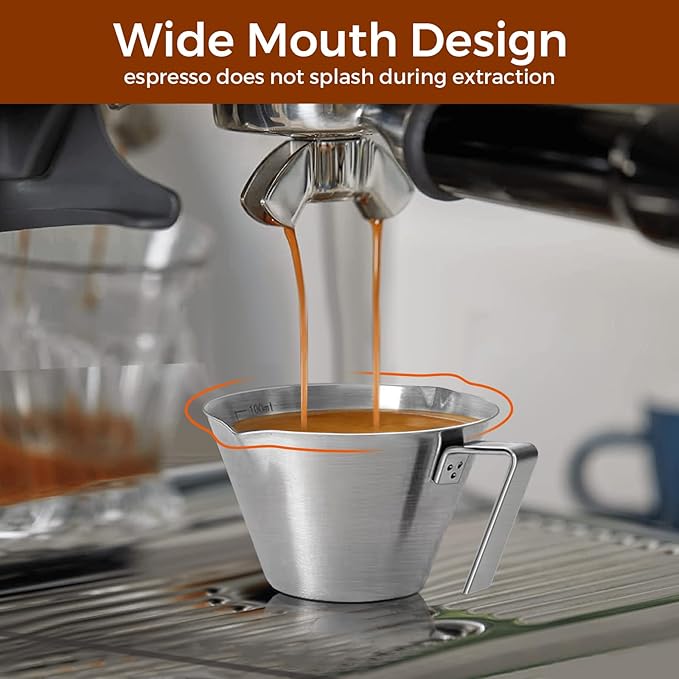 2 Pc Stainless Steel Espresso Shot Cups, 3.4oz/100ml, Black