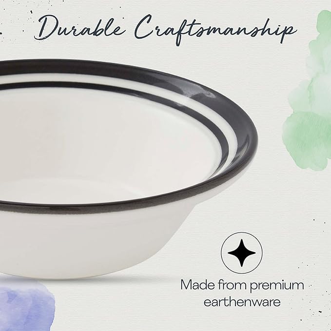 Portmeirion Potter's Stripe Oatmeal Bowl - Black, Set of 4
