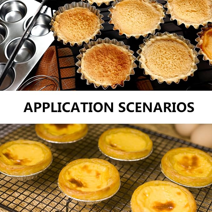 Unomor Stainless Steel Chrysanthemum Tart Mold 6 Pack Flower Tart Pans 2.40 X 2.40 X 0.90 in Reusable Non-Stick Baking Molds for Egg Tarts Mini Cupcakes Muffins Diy Desserts