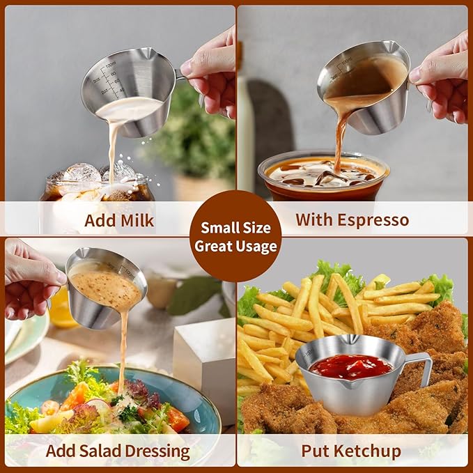 1 Pc Stainless Steel Espresso Shot Cup with Dual Scale, 3.4oz/100ml, Silver