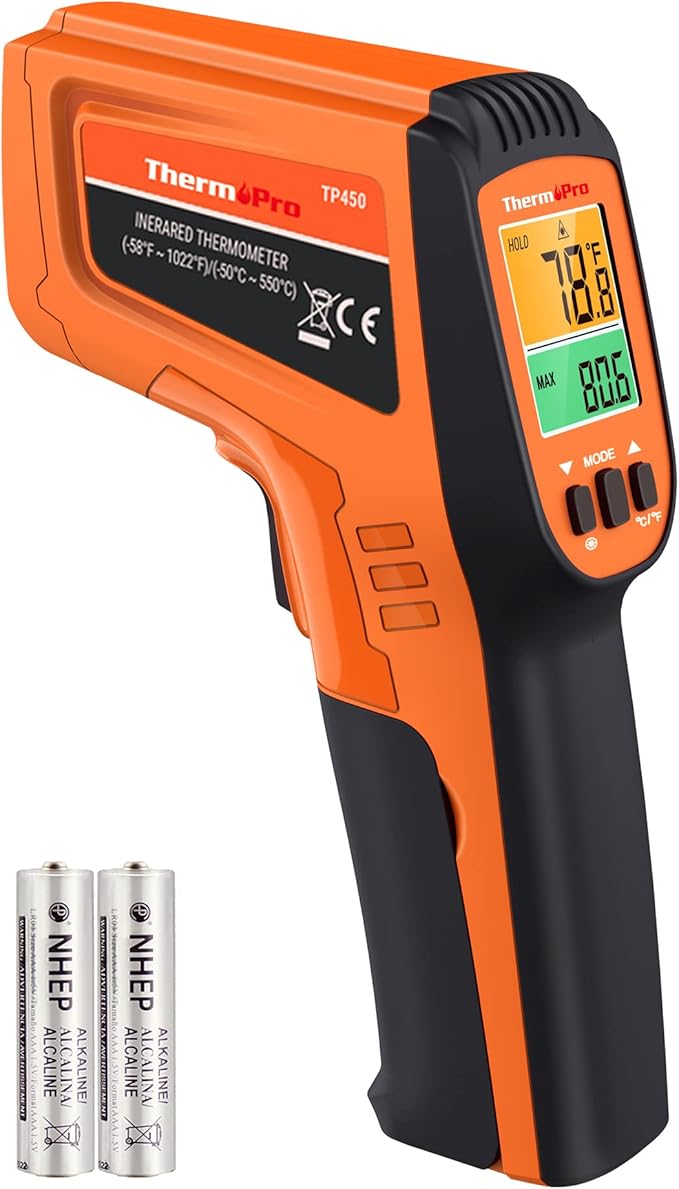 TempPro TempScan Infrared Thermometer Gun with 2 Laser for Pizza Oven Grill