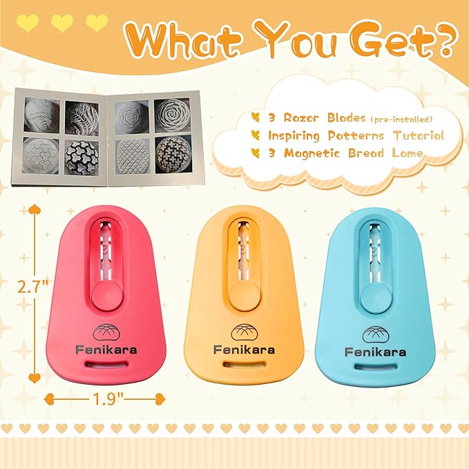 3PCS Upgraded Magnetic Sourdough Scoring Tool & Versatile Bread Scoring Tool- Professional Bread Lame for Sourdough Bread baking & Bread Making Tools - Scoring Patterns booklet & Razor Blades