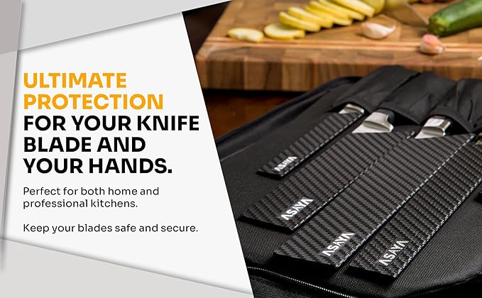 Asaya Professional Chef Knife Edge Guards – 2 Piece Knives Universal Covers, 8.5 x 2 and 10.5 x 2 - Extra Strength ABS Plastic and Food Safe Kitchen Knife Sheath Covers -Knife Not Included (2 Piece)