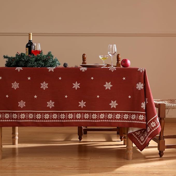 ISAENNE Designer Vintage Linen Square Large Tablecloth,67"x67"-Carol C