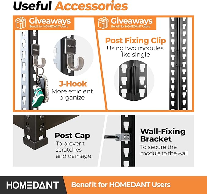 HOMEDANT 28" W 5 Tier Heavy Duty Garage Shelving Adjustable Metal Rack Storage Shelves Standing Shelf Unit Organizers Pantry Closet Black 2Pack