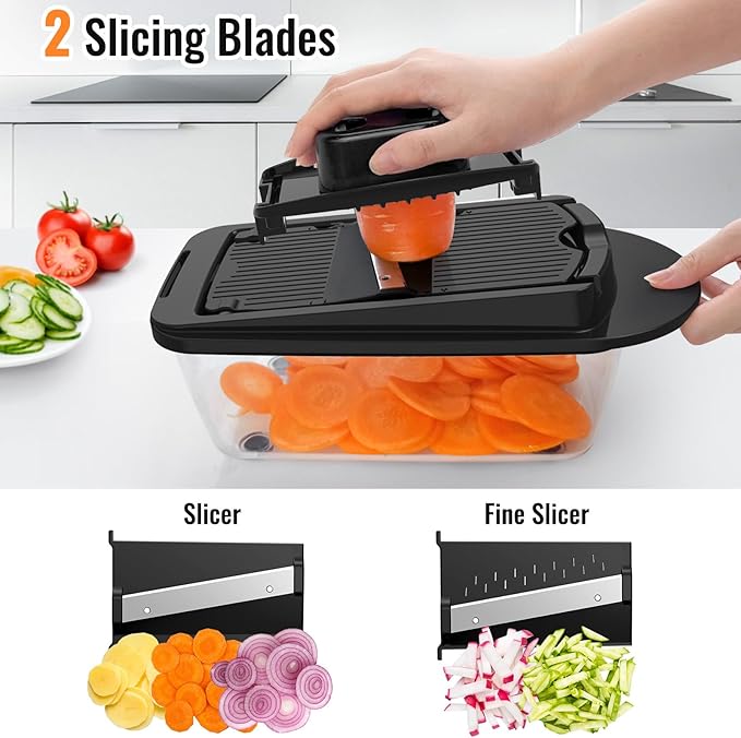 Ukeetap 8-Blade Cook Tool & Gadget Sets, Chopper Slicer Grater Set, Black