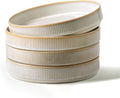 famiware Star 8.25" Pasta Bowls Set of 4, Bowl Plates, Cappuccino White