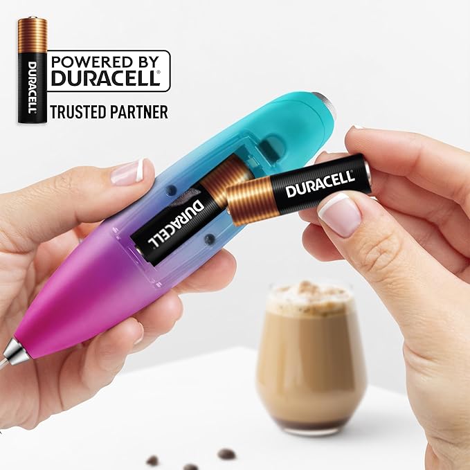 Zulay Kitchen Powerful Milk Frother Wand With Duracell Batteries - Ultra Fast Handheld Drink Mixer - Electric Whisk Foam Maker for Coffee, Lattes, Cappuccino & Matcha - Triple Whisk - Pink Rose