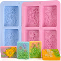 Moukiween Soap Mold Silicone, 3D Rectangular Insect Flower Silicone Mold