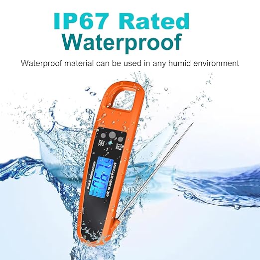 LIKEPAI Orange Instant Read Meat Thermometer for Kitchen Cooking