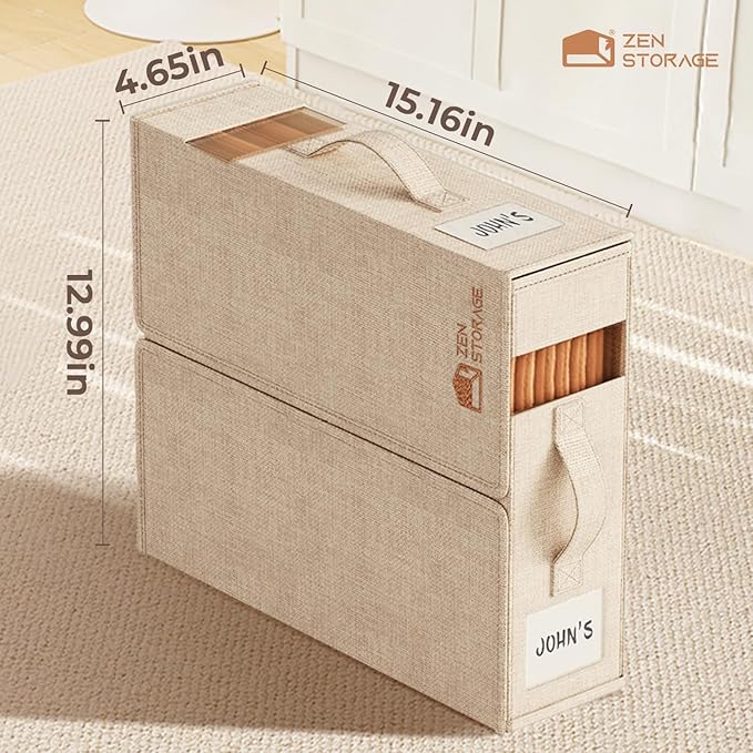 ZenStorage Sheet Organizers and Storage for Linen Closet, 12Pack Beige