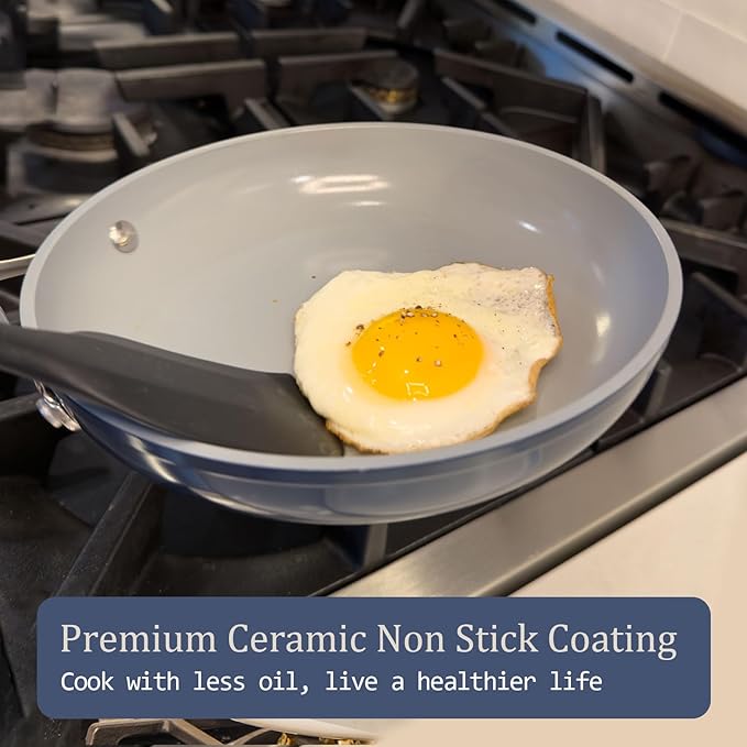 CookinCraze Premium G7 Ceramic Cookware Set, 8-Piece Nonstick Pots and Pans