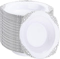 Joyido 100PCS Silver Plastic Bowls - 12 oz Silver Disposable Salad Bowls - Heavy Duty Disposable Soup Bowl - Fancy Plastic Ice Cream Bowl for Weddings Parties Dinners Picnics