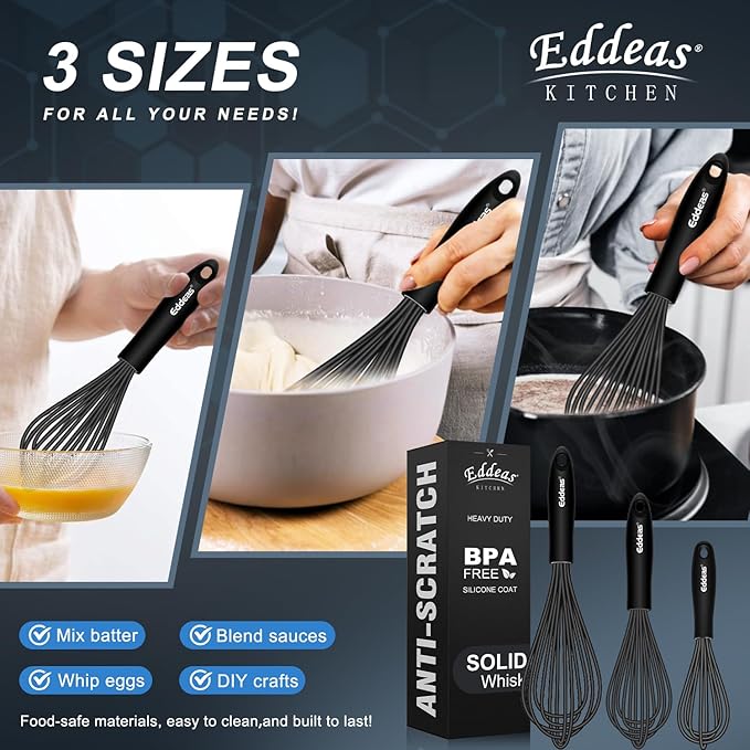 Whisks For Cooking Up To 500°F Silicone Whisk tool Non-Scratch