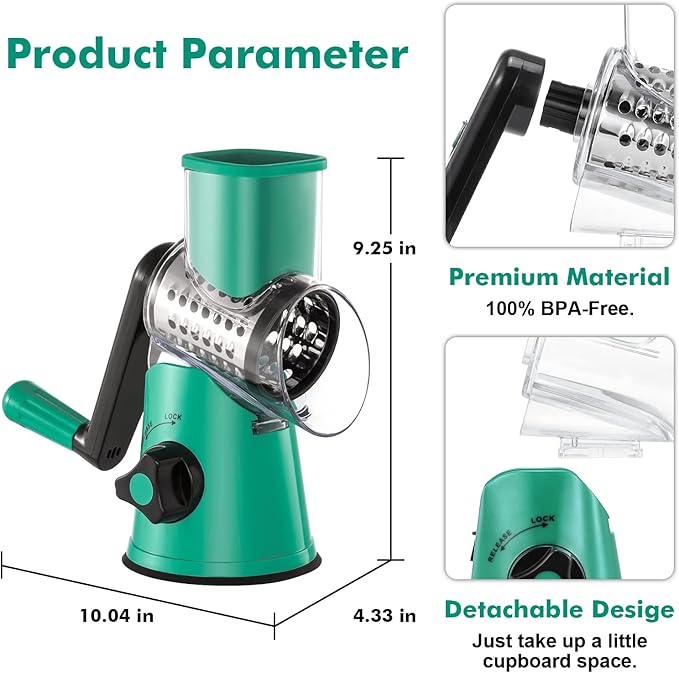 GDL Cheese Grater Hand Crank, Rotary Cheese shredder, Vegetable Slicer