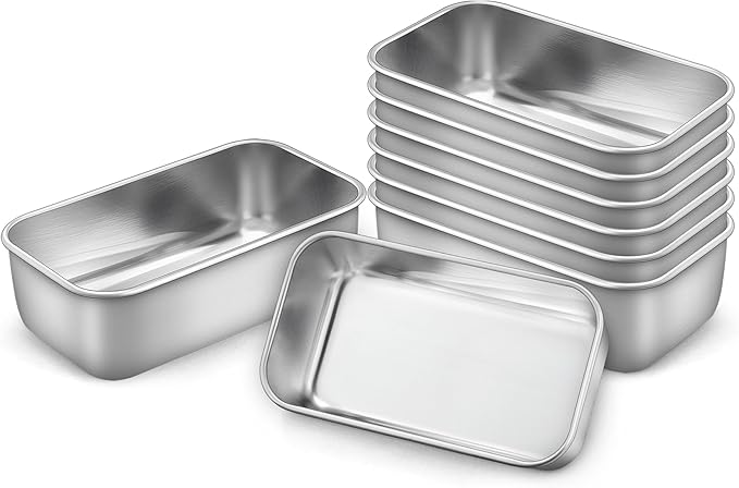 LIANYU 6.3 x 3.5 In Stainless Steel Mini Loaf Pan for Baking Bread, 8 Pack
