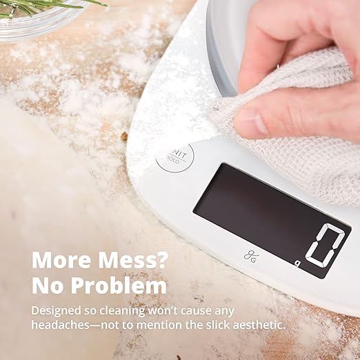 Greater Goods Digital Kitchen Scale for Baking, Sourdough, 11lb Capacity