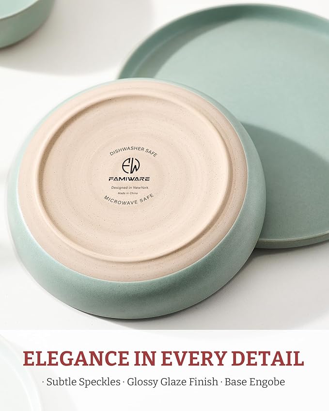 famiware Milkyway 33 oz Pasta Bowls Set of 4, Light Green
