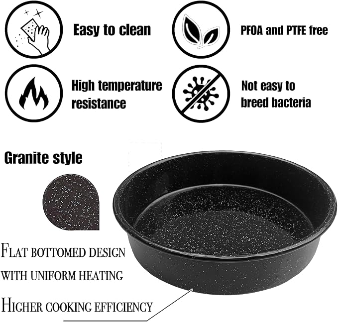 3-Pack Enamel Roasting Pan Set Round Deep Baking Pans10"/12"/14",Cake Pans Oven Trays High Performance Non-Toxic Pizza Pan Cookie Baking Sheets Oven Trays For Cooking Merry Christmas Gift for Mom
