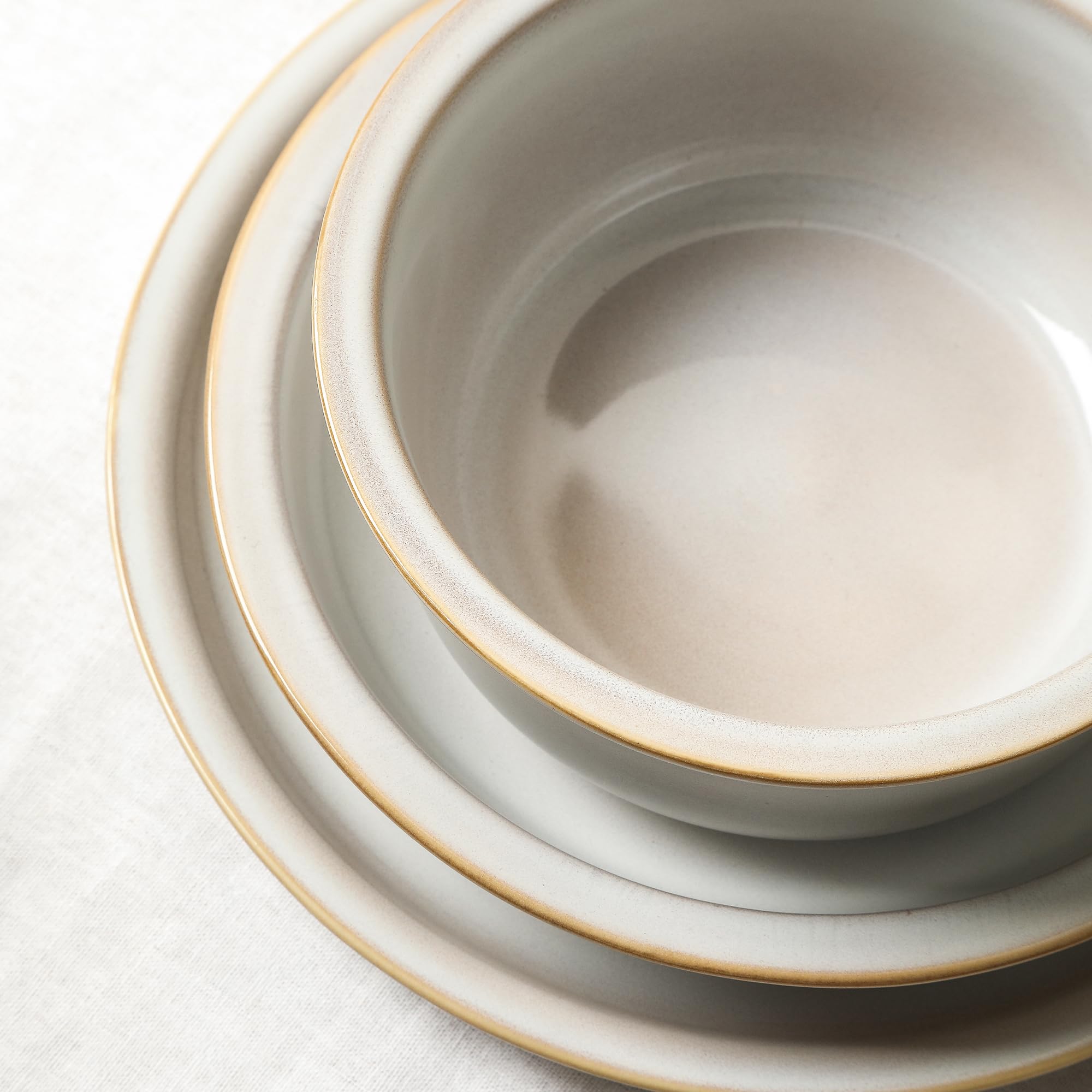 Stone Lain Slate 12-Piece Dinnerware Set Stoneware, Plates and Bowls Set, Dishwasher and Microwave Safe, Dish Set for 4, White