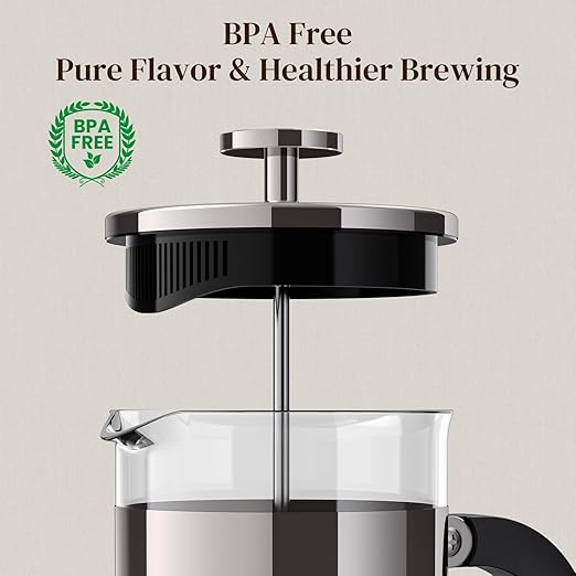 Veken French Press Coffee Maker 21oz 0.6 L, Single Serve Small Pot, Heat Resistant Thickened Borosilicate Glass,Stainless Steel Brewer,Cold Brew Cafetera Teapot for Kitchen Travel Camping, Dark Pewter