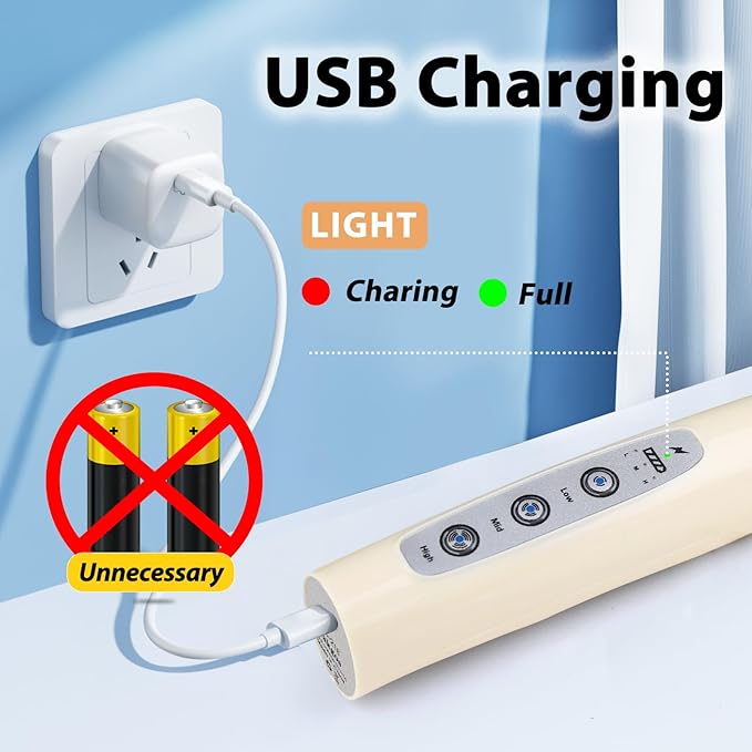Milk Frother Wand Rechargeable Handheld Electric Whisk 3 Speed Adjustable