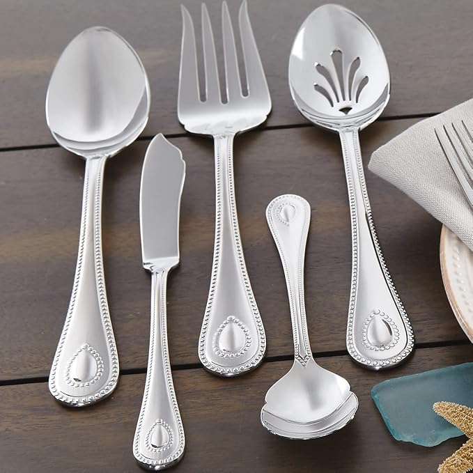 Lenox French Perle 65-Piece 18/10 Silverware Set for 12, Flatware
