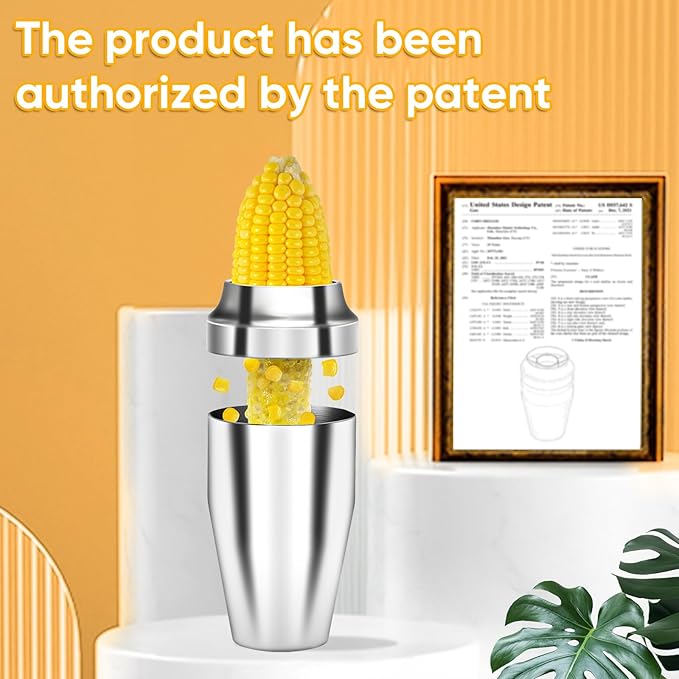 YYP Corn Cutter Peeler, Corn Cob Stripper with Cup [No Splatters or Mess], 304 Stainless Steel Corn on the Cob Remover Kitchen Tool, Corn Kernel Shucker Separator Slicer with Serrated Sharp Blade