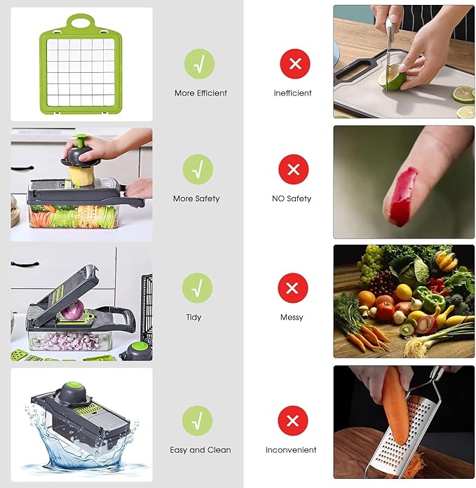 Vegetable Chopper with Container 13-in-1, 7 Blades Food Dicer Veggie Slicer