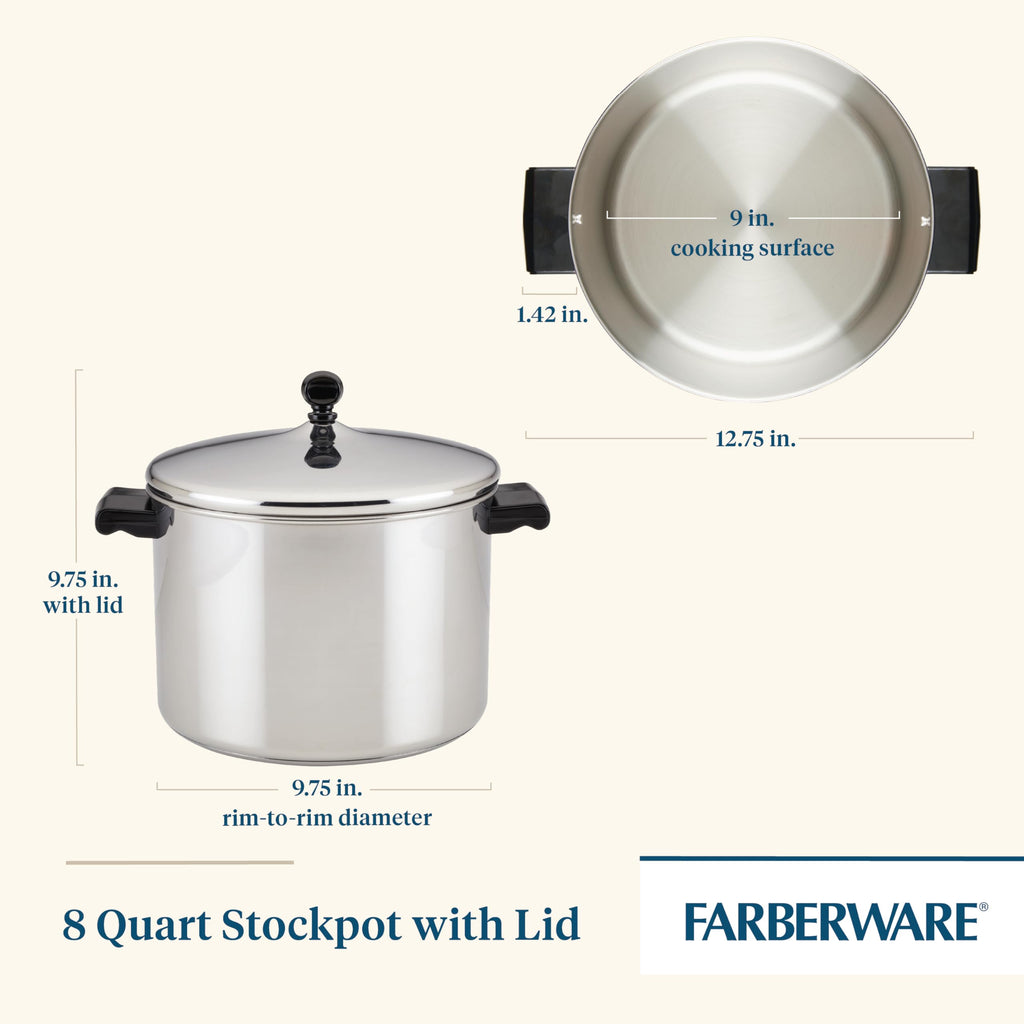 Farberware Classic Series Stainless Steel Stock Pot with Lid, 8-Quart