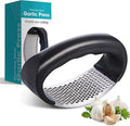 Fourteen Homes Steel Garlic Press - Premium Garlic Mincer Garlic Crusher - New Innovative Garlic Masher with Peeler - Rust Proof - Sturdy Grip (Black)