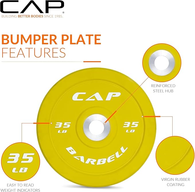 CAP 370lb Competition Olympic Bumper Plate Set with Storage Rack