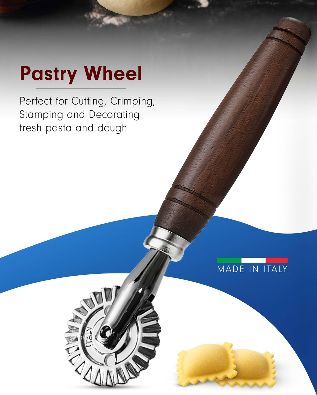 Tredoni 1.6 inch Pastry Wheel - Stainless Steel Dough Stamp Cutter/Crimper