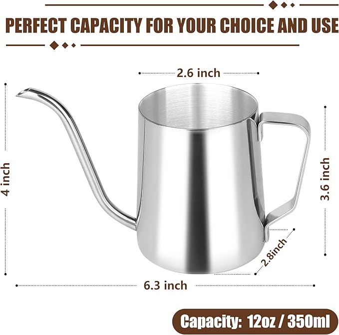 Pour Over Coffee Kettle,Gooseneck Camping Coffee Pot,Spout Tea Pot,12 oz
