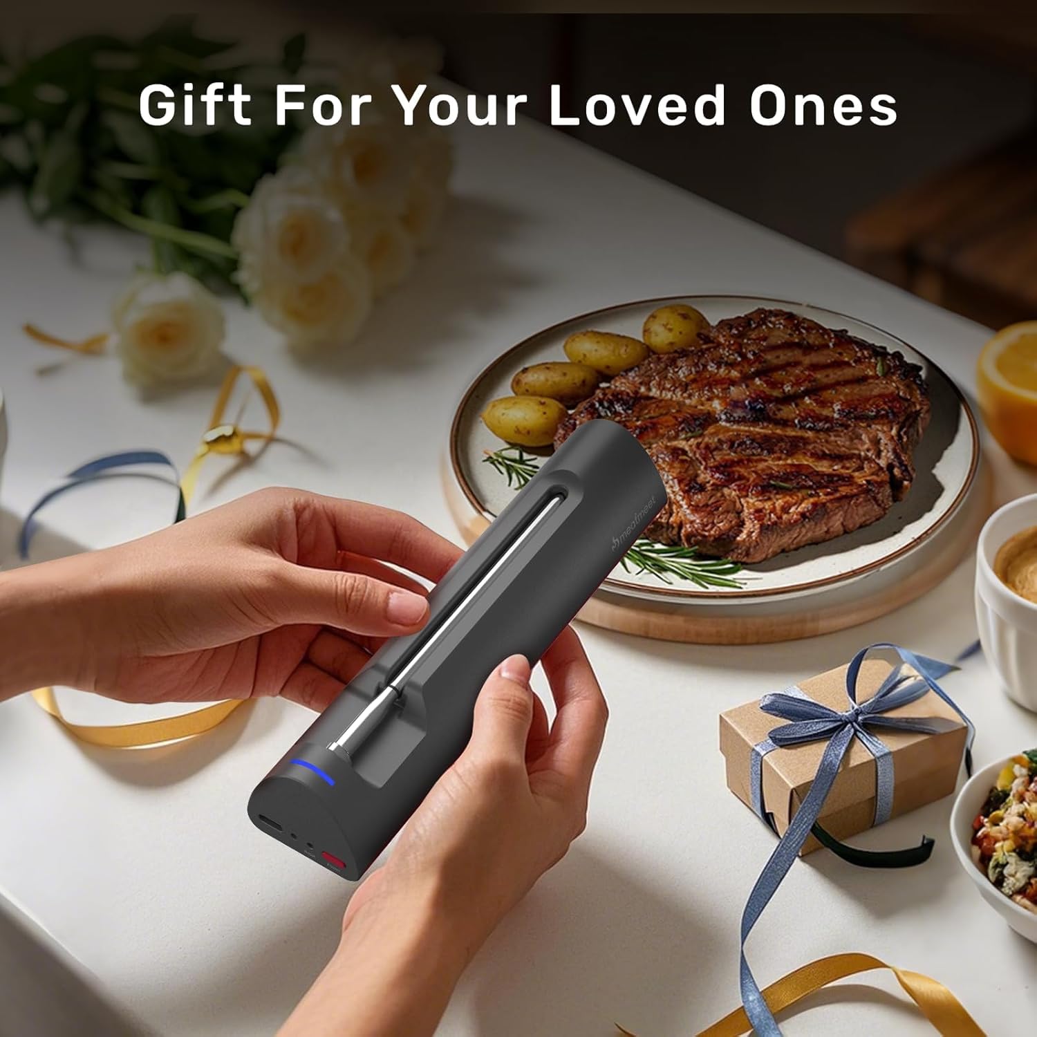 Meatmeet Wireless Meat Thermometer Digital, ±0.18℉ Accuracy with 6 Sensors