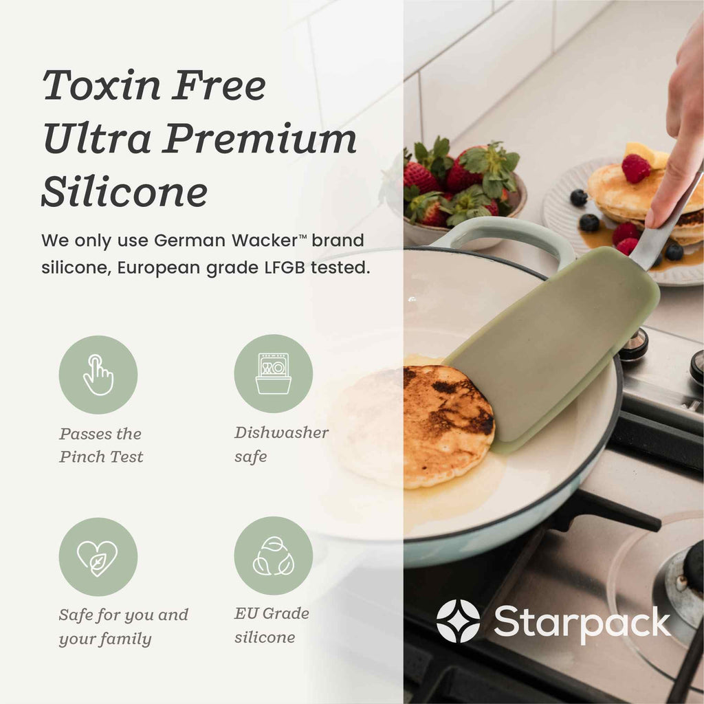 Starpack 'Flex & Flip' Flexible Silicone Turner Spatula Set (3 Pcs) - High Heat Resistant Spatulas for Cooking Egg 600°F - Silicone Pancake Turner Spatula, LFGB Grade Non Stick Rubber Kitchen Utensils