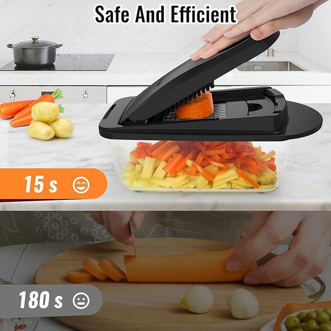 Ukeetap 8-Blade Cook Tool & Gadget Sets, Chopper Slicer Grater Set, Black