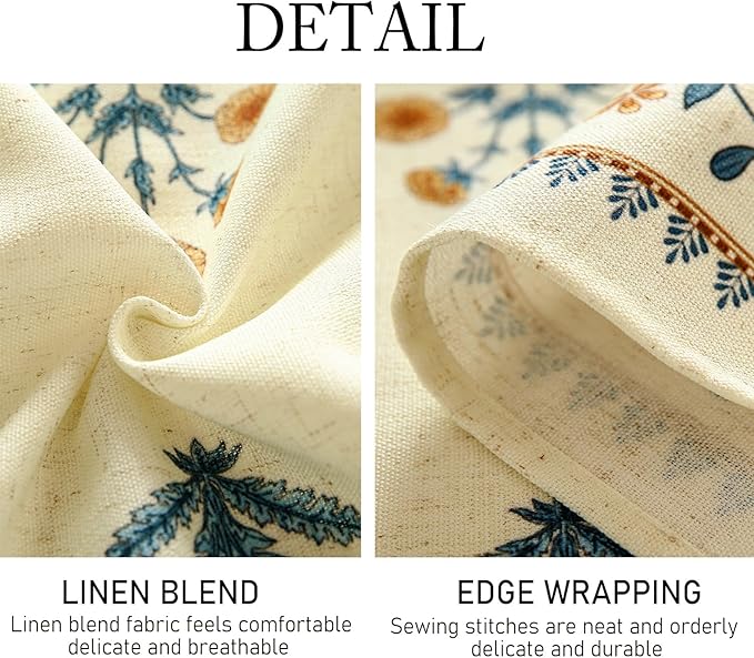 ISAENNE Designer French Linen Rectangular Tablecloth,110"x63"-Estevan A
