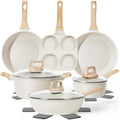 SODAY Pots and Pans Set Non Stick, 13Pcs White Granite Induction Cookware