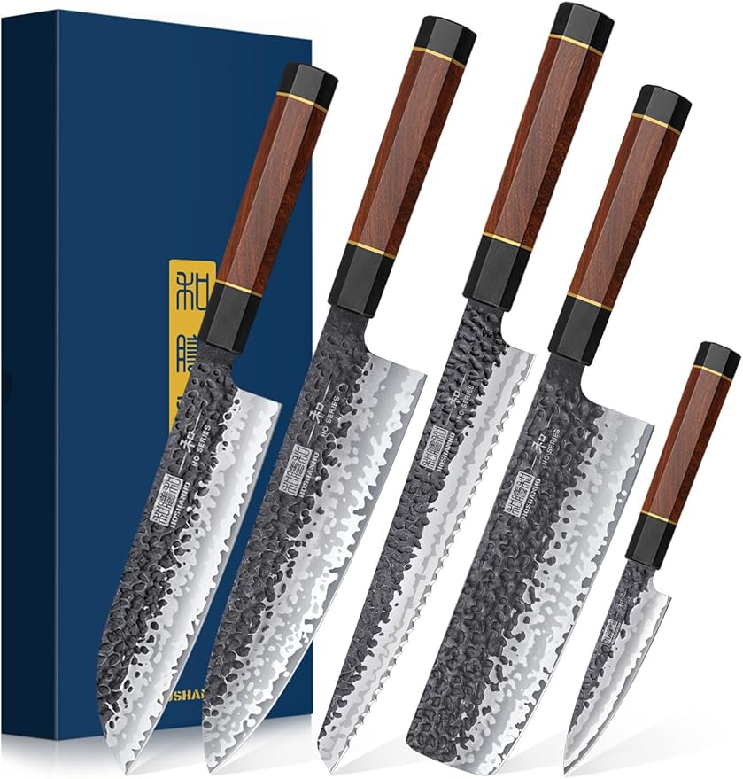 HOSHANHO 5 Pieces Knife Set, Japanese High Carbon Steel Kitchen Knife Sets
