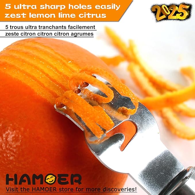 HAMOER Cheese Micro Plane Grater Lemon Citrus Zester Channel Knife Tool Set