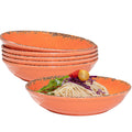 ZAROCRUS Farmhouse Melamine Pasta Bowls set, 42 OZ Large Fruit Bowl, Lightweight and Unbreakable Salad Serving Bowl, Set of 6, 9.25 inch Wide and Shallow Dinner Bowls, Dishwasher Safe,Orange…
