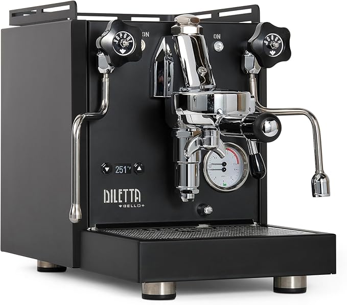 Diletta Bello+ Espresso Machine | E61 | PID Temperature Control | Shot Timer | Programmable Preinfusion | Handmade In Italy (Black)