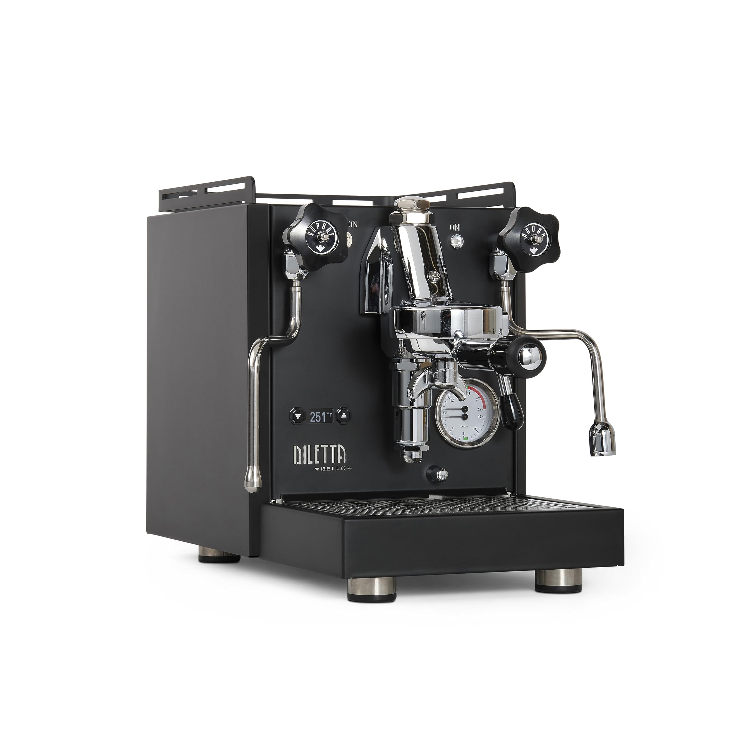 Diletta Bello+ Espresso Machine | E61 | PID Temperature Control | Shot Timer | Programmable Preinfusion | Handmade In Italy (Black)
