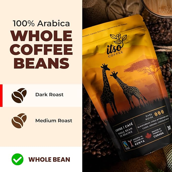 Dark Roast Whole Bean Coffee – Bold & Smooth Arabica for Espresso & Cold Brew – Fresh Roasted Specialty Coffee, Single Origin 300g Bag – Premium Kenyan AA Beans