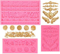 JOERSH Baroque Scroll Fondant Silicone Molds, 3Pcs