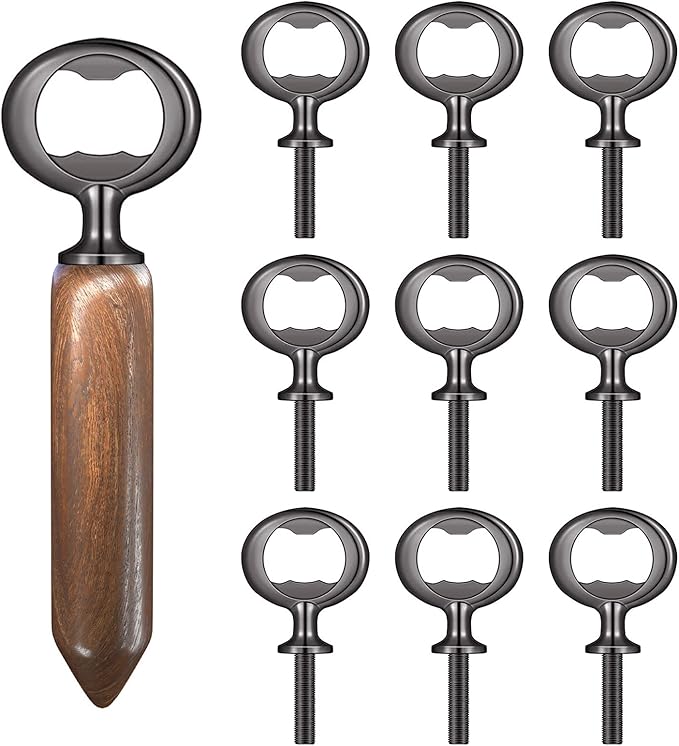 Yugada Metal Bottle Opener Kit - 10 Pcs Stainless Steel Inserts, DIY Beer Opener Hardware, Flat Black Inserts