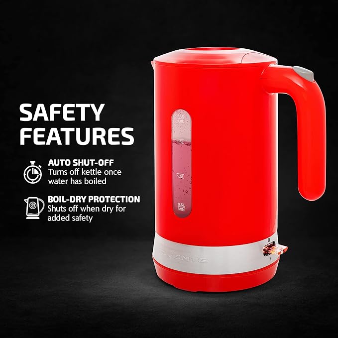 OVENTE 1.8L Electric Kettle with 1500W Fast Boiling Heater, Red KP413R